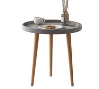 Mesita Auxiliar De Madera, Mesa Centro Redonda, Diámetro 44 * 40cm, Salón, Noche con Bandeja, Sofá, Soporte for Flores, Resistente(Grey)