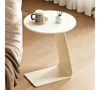 Mesita Auxiliar for sofá en Forma de C Mesita de Noche | Redonda Tablero De Madera O Piedra Espacios Pequeños Para Sofá, Cama, Salón, Dormitorio(D+Stone slab tabletop)