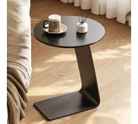 Mesita Auxiliar for sofá en Forma de C Mesita de Noche | Redonda Tablero De Madera O Piedra Espacios Pequeños Para Sofá, Cama, Salón, Dormitorio(C+Stone slab tabletop)