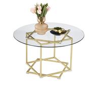 Mesita auxiliar moderna para sala de estar de cristal, mesa de centro redonda dorada, para salón, dormitorio, oficina, balcón, 1 unidad, φ 80 cm