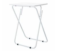 Mesita Auxiliar Plegable de Metal y Madera DM Blanca de 48x38x66 cm - LOLAhome