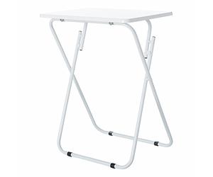 Mesita Auxiliar Plegable de Metal y Madera DM Blanca de 48x38x66 cm - LOLAhome