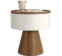 Mesita Auxiliar Redonda for Salones, Adecuada for dormitorios, Salones y sofás. Cuenta con un cajón Grande. Mesita de Noche de Estilo Minimalista Vintage.(A,45cm(17.71in))