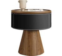 Mesita Auxiliar Redonda for Salones, Adecuada for dormitorios, Salones y sofás. Cuenta con un cajón Grande. Mesita de Noche de Estilo Minimalista Vintage.(B,45cm(17.71in))