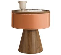 Mesita Auxiliar Redonda for Salones, Adecuada for dormitorios, Salones y sofás. Cuenta con un cajón Grande. Mesita de Noche de Estilo Minimalista Vintage.(D,40cm(15.74in))