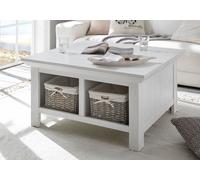 Mesita Baja Westerland 93x93cm Mesa de Salón Pino Blanco Estilo Casa de Campo