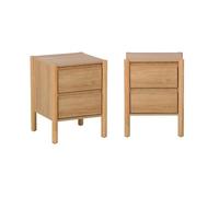 Mesita con decoración madera y 2 cajones, set de 2, harmony, natural, 42x42x55 cm