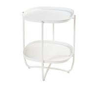 Mesita de jardín sandefjord con 2 bandejas acero 57,5x46x46cm - blanco [en.casa]