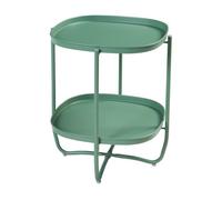 [en.casa] Mesita de Jardín Sandefjord Mesa de Café de Patio con 2 Bandejas Extraíbles Estilo Moderno Mueble de Jardín Terraza Balcón Acero 57,5 x 46 x 46 cm - Verde