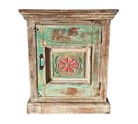 Mesita de madera acabado artesanal azul 53x27x69h cm