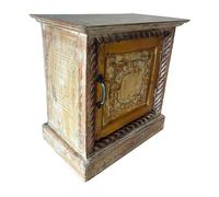 Mesita de madera acabado artesanal marrón 50x30x56h cm