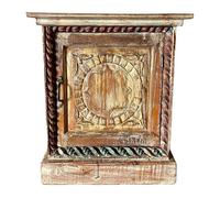 Mesita de madera acabado artesanal marrón 52x30x56h cm