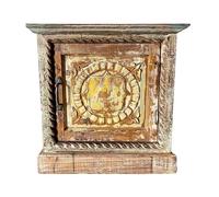 Mesita de madera acabado artesanal marrón 54x29x57h cm