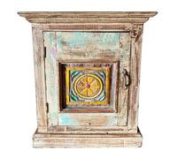 Mesita de madera acabado artesanal marrón 56x28x68h cm