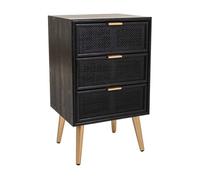 Mesita de madera y rejilla lacado negra 42x36,5x71