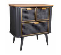 Mesita de metal y madera negro 58x33x60