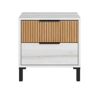 Miroytengo Mesita De Noche Habitación Dormitorio Arles Estilo Nórdico con 2 Cajones en Color Blanco Albo Y Roble Rayado 45x47 cm
