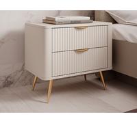 Mesita de noche - 2 cajones - Beige y dorado - ELONARIA de Pascal Morabito