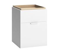 Mesita de noche 2 cajones blanco y tabla madera - 4you