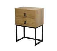Casâme Mesita De Noche 2 Cajones Patas De Metal Efecto Roble