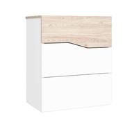 Mesita de noche 3 cajones, mesilla noche cannes cajonera blanco mate y sahara 54x65x35 cm 54 cm