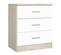 Mesita de noche 3 cajones, mesilla noche para dormitorio couple roble sahara 50x58x33 cm