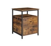 VASAGLE LET067B01 - Mesita de Noche, 45 x 45 x 60 cm, con Compartimento Abierto, 2 cajones, para salón, Dormitorio, Dormitorio, marrón, rústico y Negro