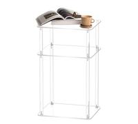 Mesita de noche acrílica, mesita de noche delgada, decoración del hogar, extremo pequeño, 3 niveles, acrílico transparente para espacios pequeños