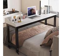 Mesita de noche ajustable con ruedas, escritorio para computadora portátil para comer, mesa de cama con ruedas, soporte de mesita de noche para PC, soporte de lectura para el hogar y la oficina (D