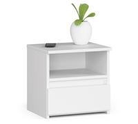 Mesita de noche akord cl1 blanco 40 cm 1 cajón frente en color blanco 1 estante 40x35x40 cm