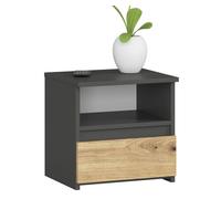 Mesita de noche akord cl1 grafito gris 40 cm 1 cajón frente en color roble artisan 1 estante 40x35x40 cm