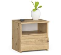 AKORD | Mesita de Noche pequeña con 1 cajón y 1 Estante | Armario de Dormitorio | Mueble Multiusos | CajoNero Escritorio | 40x40x35 cm | Laminado de aglomerado de 16 mm | Roble Artisan