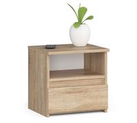 AKORD | Mesita de Noche pequeña con 1 cajón y 1 Estante | Armario de Dormitorio | Mueble Multiusos | CajoNero para Escritorio | 40 x 40 x 35 cm | Laminado de aglomerado de 16 mm | Roble Sonoma
