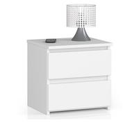 Mesita de noche akord cl2 blanco 40 cm 2 cajones frente en color blanco 40x35x40 cm