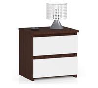 AKORD | Mesita de Noche pequeña con 2 cajones | Armario de Dormitorio | Mueble Multiusos | CajoNero Escritorio | Ahorro de Espacio | 40 x 40 x 35 cm | Laminado de aglomerado de 16 mm | Wengé/Blanco