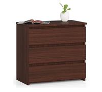 Mesita de noche akord cl3 wenge 60 cm 3 cajones frente en color color wenge 60x35x57 cm