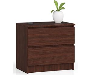 Mesita de noche AKORD K60 Wenge 60 cm 2 cajones frente en color Wenge 60x40x55 cm