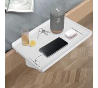 Mesita de noche alta con clip, bandeja flotante con organizador de cables, blanca Repisa ultrarresistente para literas y dormitorios de estudiantes como mesa de centro o como espacio de almacenamiento