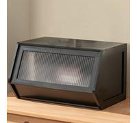 Mesita de Noche apilable de bambú con Puertas abatibles, Vitrina de pie de Varios tamaños, Mesa Auxiliar, mostrador, despensa, Armario para Cocina y Sala de Estar,A Black,86cm/33.8inch