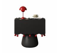 Mesita de Noche artística con diseño Ondulado. Mesita compacta Adornada con Cuentas Rojas. Ideal para la decoración del Dormitorio, el salón o el Estudio(Black,(20x16x20in))