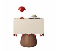 Mesita de Noche artística con diseño Ondulado. Mesita compacta Adornada con Cuentas Rojas. Ideal para la decoración del Dormitorio, el salón o el Estudio(Brown,(20x16x20in))