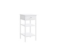 VASAGLE LET502B14 - Mesa Auxiliar con 1 cajón y 2 estantes de Almacenamiento, una estantería Ajustable, Patas Ajustables, Ahorro de Espacio, Color Blanco