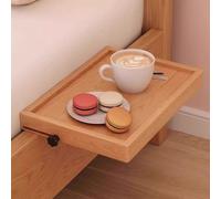 Mesita de noche, bandeja plegable de madera maciza con clip, almacenamiento flotante para borde de cama, mesita de noche ajustable para dormitorio universitario