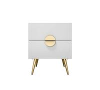 Mesita de noche blanca clara con cajón para almacenamiento de dormitorio, diseño minimalista y asa de herraje, gran capacidad, mesita de noche de lujo, 30 cm de altura