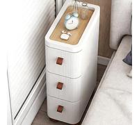 Mesita de noche blanca con cajones, paneles de madera de dos tonos, elegante solución de almacenamiento para dormitorio, mesa de noche moderna para muebles de dormitorio esenciales para el día a día