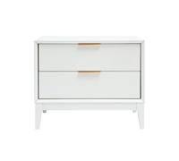 Mesita de noche blanca mate y metal dorado con almacenamiento GIANA