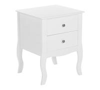 Mesita de Noche Blanca MDF 2 cajones Patas de Cabriole con Curvas Tiradores de Metal diseño escandinavo Lane