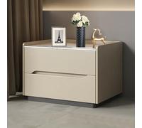 Mesita de noche blanca moderna para dormitorio con cajones dobles de almacenamiento, mesita de noche italiana moderna de madera maciza, cómoda para dormitorio con encimera de pizarra - Estilo nórdico