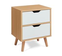 Mesita de noche bordkak con 2 cajones 50x40x30cm - roble/blanco [en.casa]