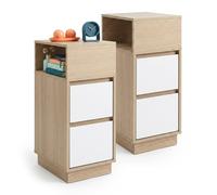 Mesita de noche, cajonera, mueble auxiliar, mesita estrecha, set 1-2 piezas